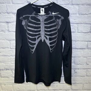 Nike Skeleton Long Sleeve Shirt Top Black 3M Reflect Halloween Air Force Men Med